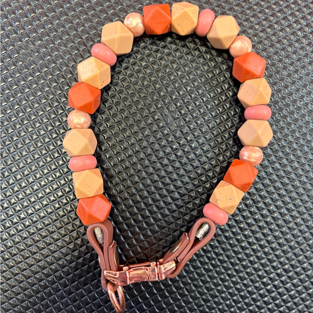 Silicone beaded dog collar rose gold hardware